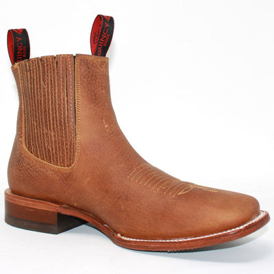 Botines Charro Quincy Punta Cuadrada Tan