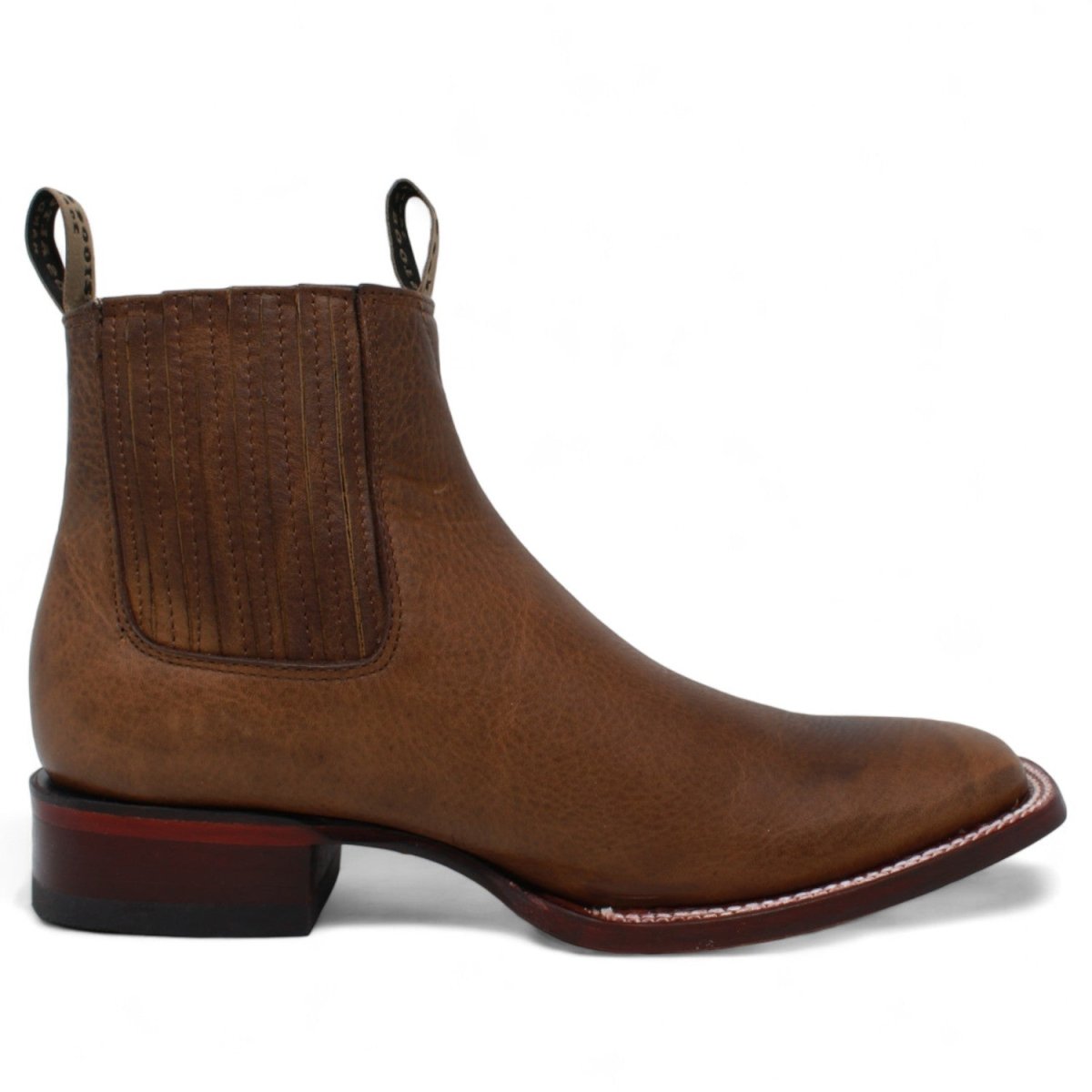 Botines Charros Cuero Rage Punta Cuadrada Nuez