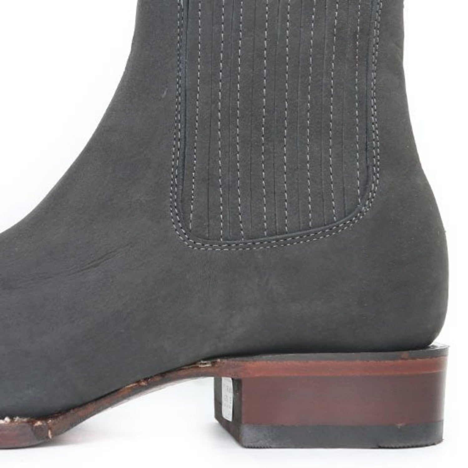 Botines Charros Gamuza Punta Cuadrada Gris Los Altos