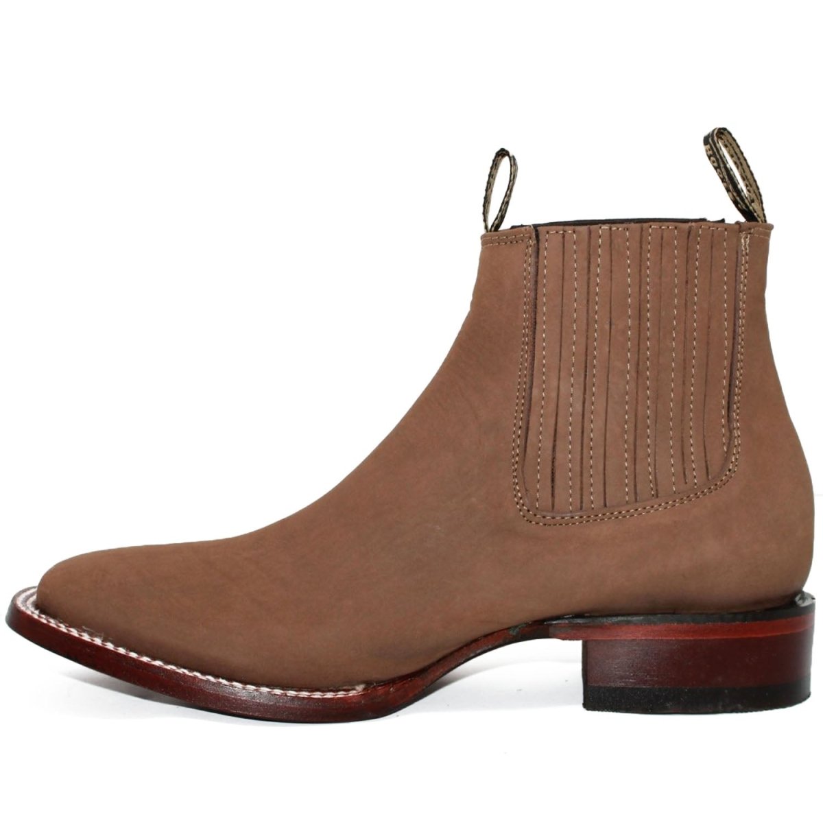 Botines Charros de Gamuza Punta Cuadrada Los Altos Boots Color Taupe LAB-82B6361