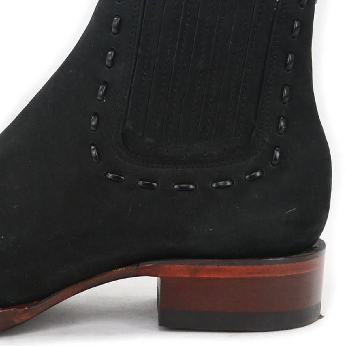 Botines Charros de Gamuza Punta Cuadrada Mujer Negro