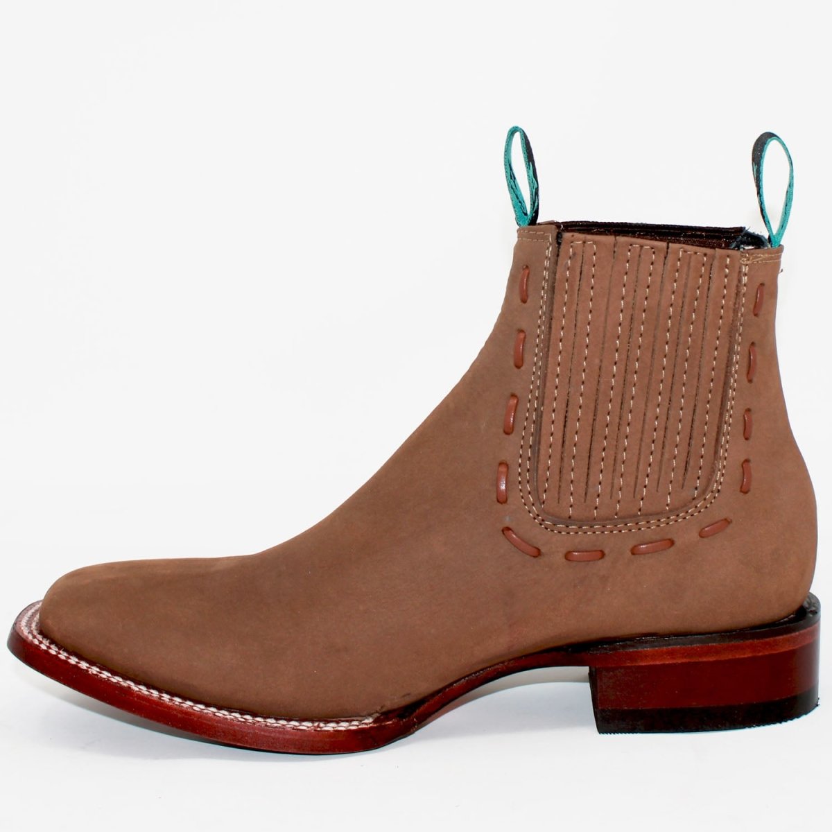 Botines Charros de Gamuza Punta Cuadrada para Mujer Color Taupe LAB-32B6361