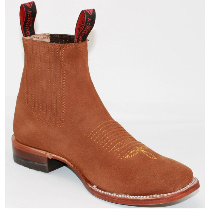 Botines Charros Gamuza Mujer Quincy Punta Cuadrada