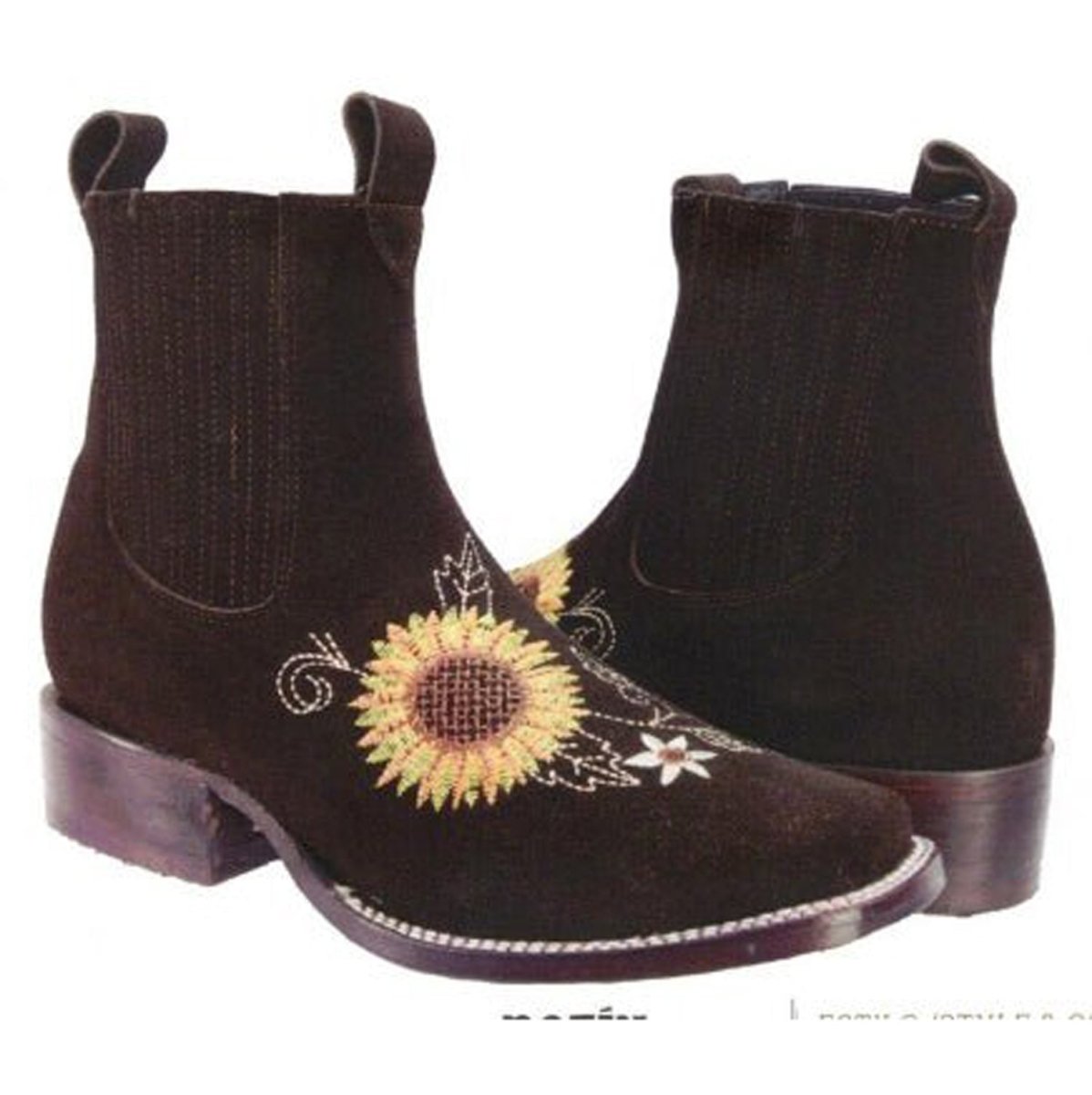 Botines Charros de Gamuza con Girasoles JB-705