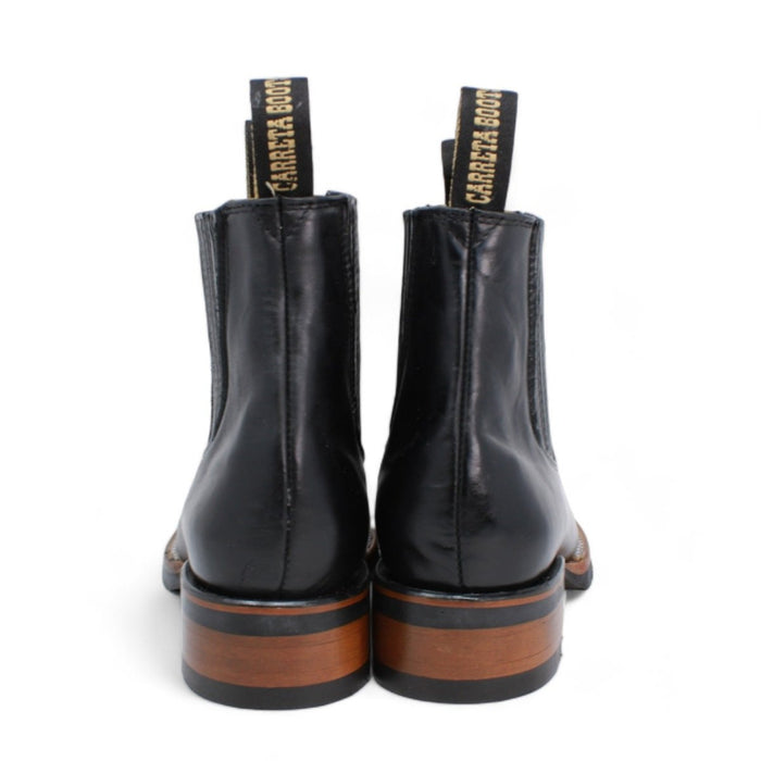 Botines Charros Punta Cuadrada de Hule Negro