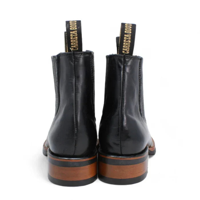 Botines Charros Punta Cuadrada Suela Hule Negro