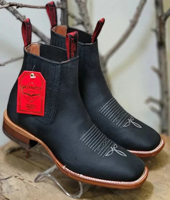 Botines Charros Quincy Square Toe Black