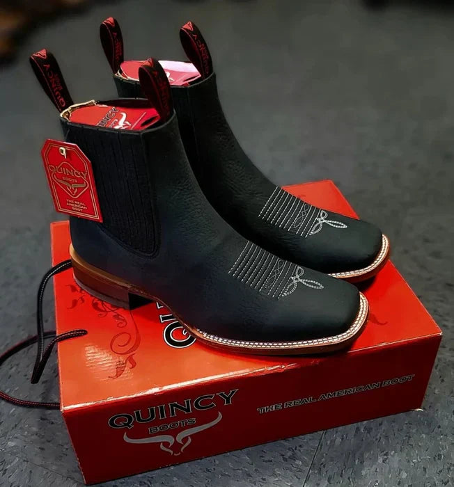 Botines Charros Quincy Square Toe Black