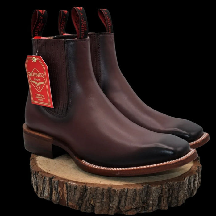 Botines Charros Quincy Punta Cuadrada Vino