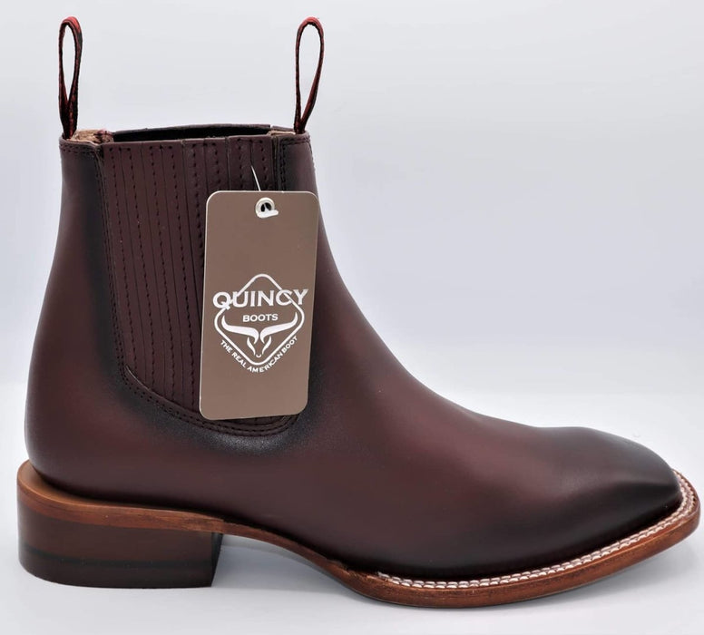 Botines Charros Quincy Punta Cuadrada Vino