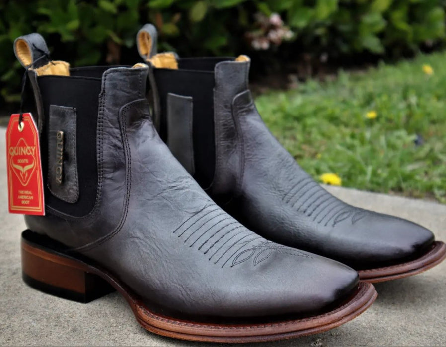 Botines Charros Quincy Volcano Cuero Punta Cuadrada