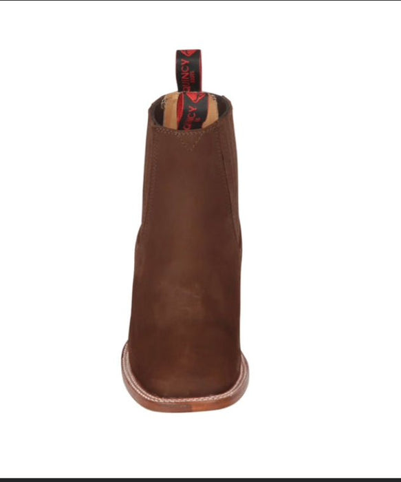 Botines Charros Quincy Nobuck Café Square Toe