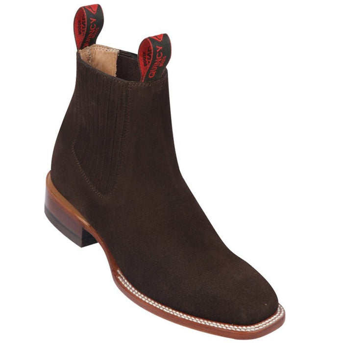 Botines Charros Quincy Gamuza Punta Cuadrada Chocolate
