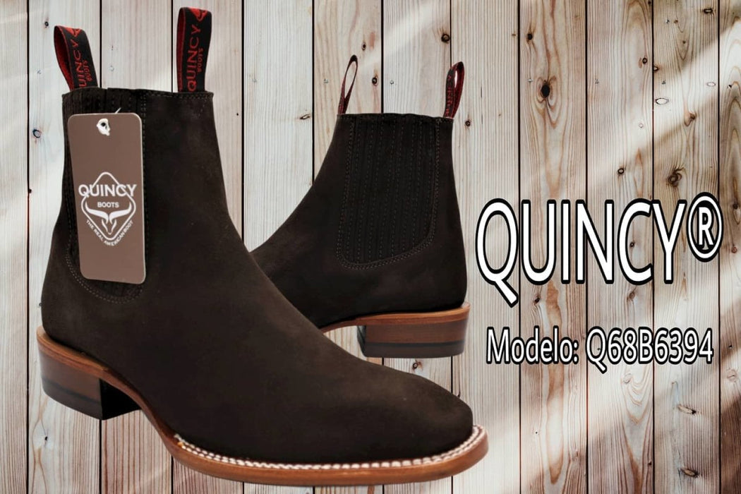 Botines Charros Quincy Gamuza Punta Cuadrada Chocolate