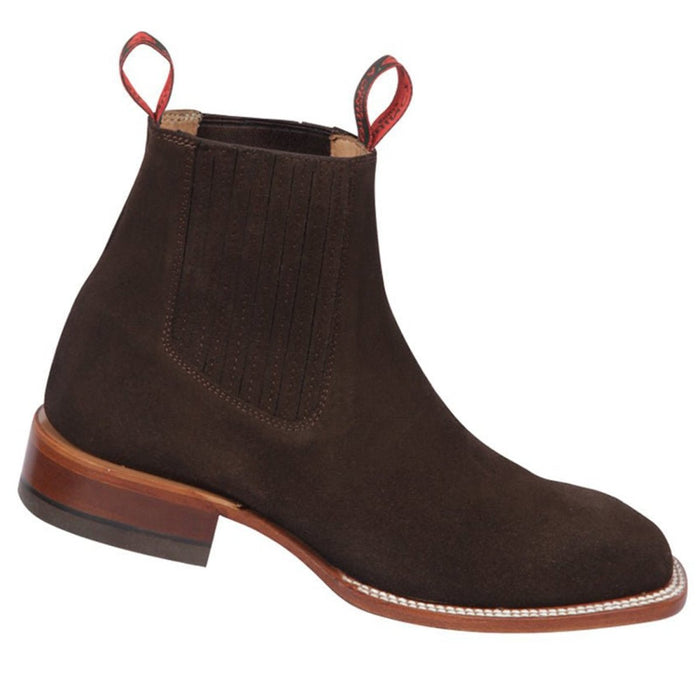 Botines Charros Quincy Gamuza Punta Cuadrada Chocolate