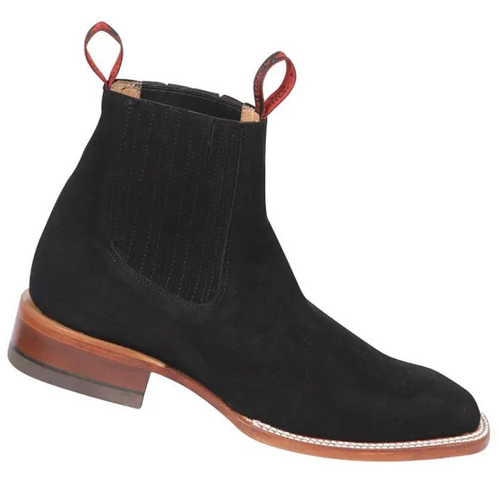 Botines Charros Quincy Gamuza Punta Cuadrada Negro