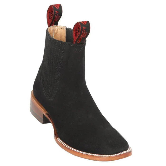 Botines Charros Quincy en Gamuza Punta Cuadrada