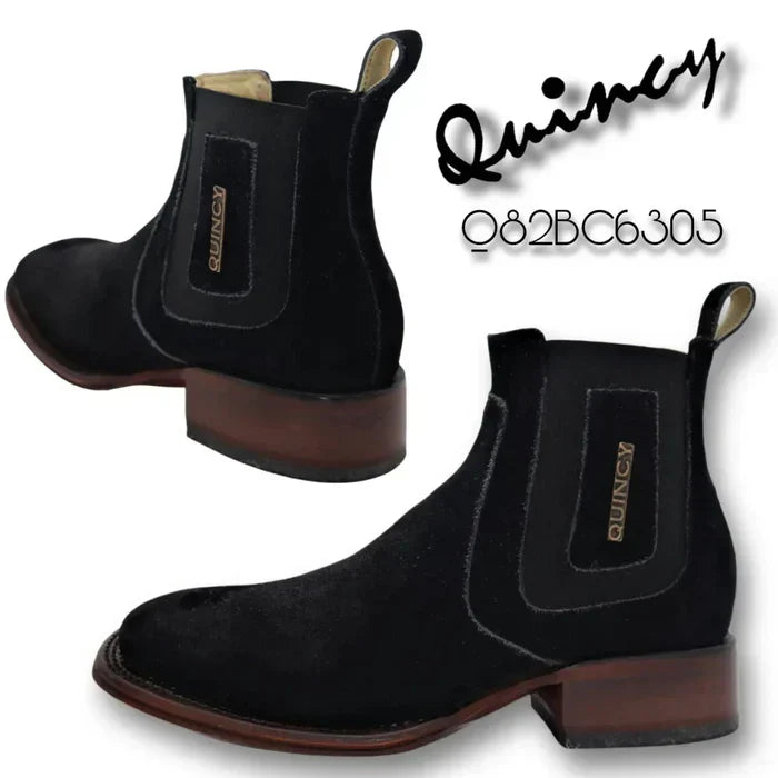 Botines Charros Quincy de Gamuza Punta Cuadrada