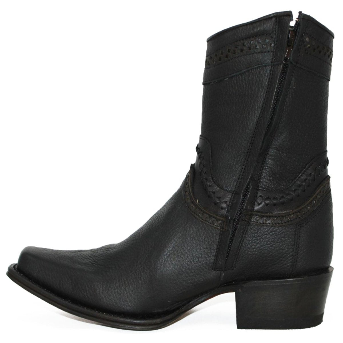 Botines de Cuero Original Punta Europea Negro LAB-76B2705