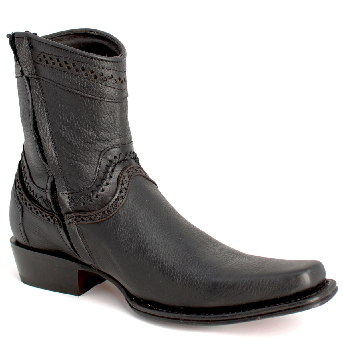 Botines de Cuero Original Punta Europea Negro LAB-76B2705