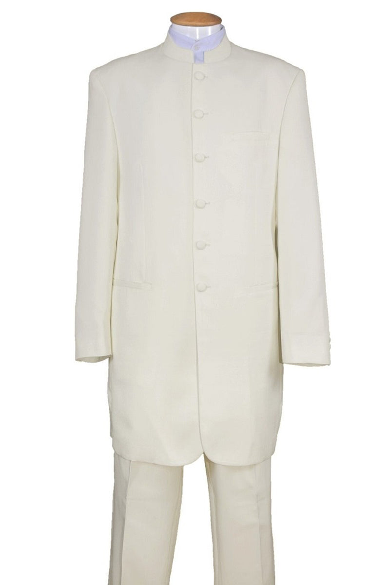 Men's 6-Button Mandarin Collar Cream Suit