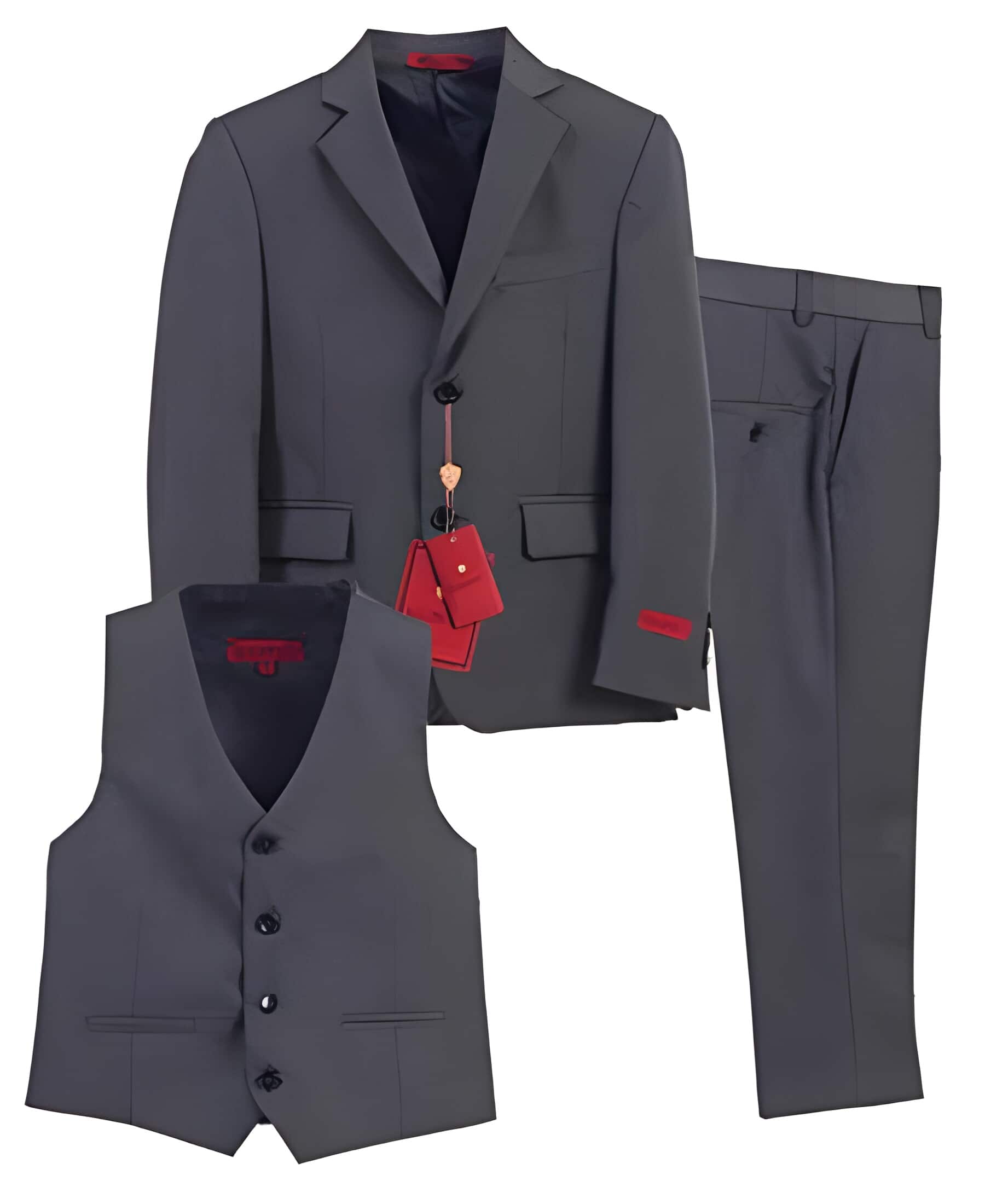 Boys 3 Piece Formal Vest Toddler Suits for Weddings With Pants Set Dark Charcoal