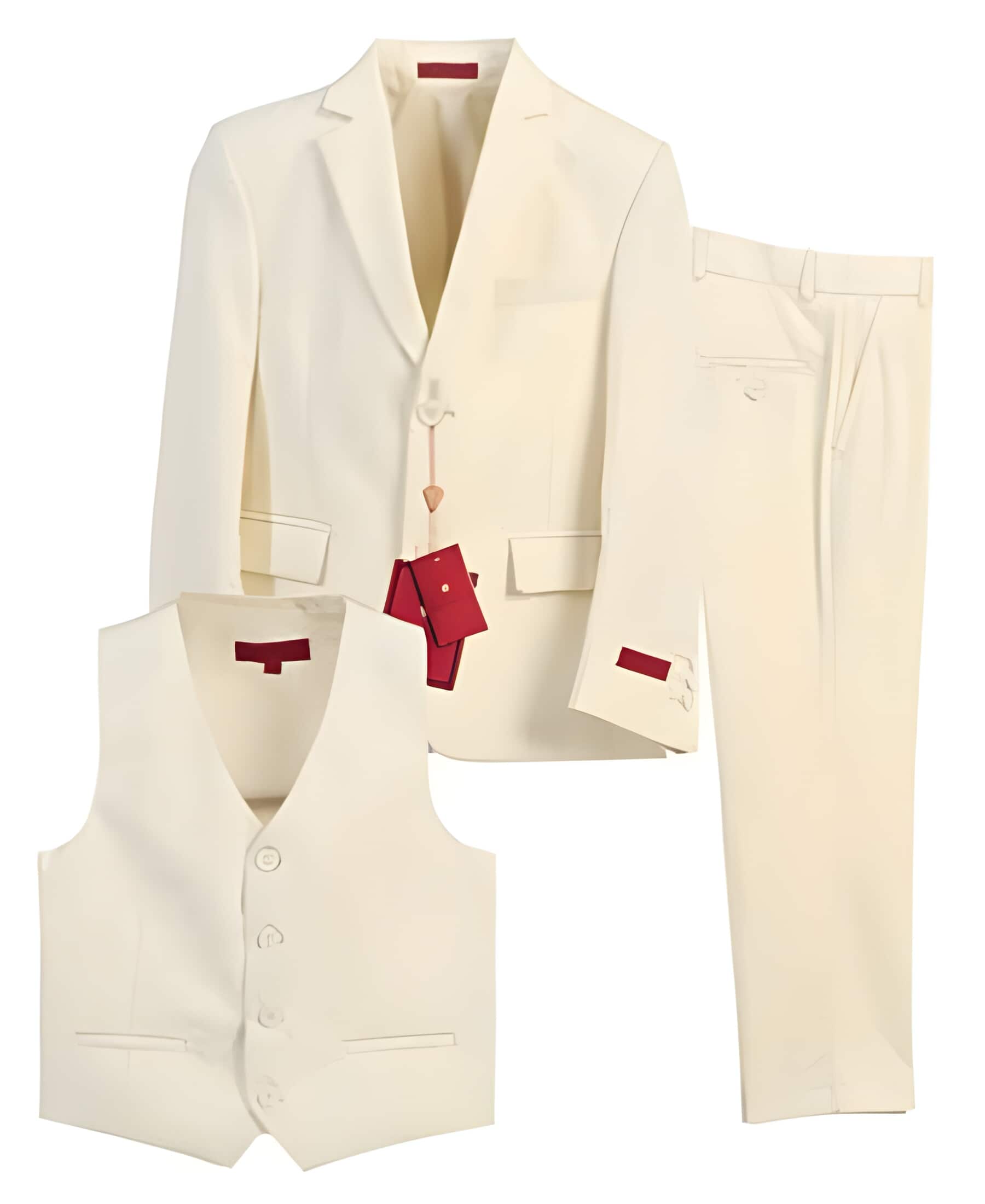 Boys 3 ~ Three Piece Formal Vested Toddler Suits For Men For Sale for Weddings With Pants Set Off White
