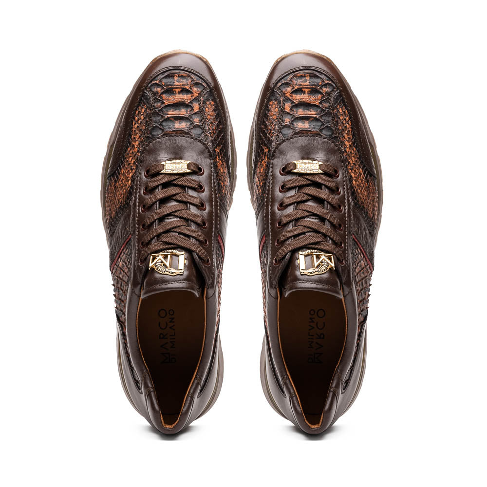 Marco Di Milano Brescia Python & Calfskin Sneakers Cognac