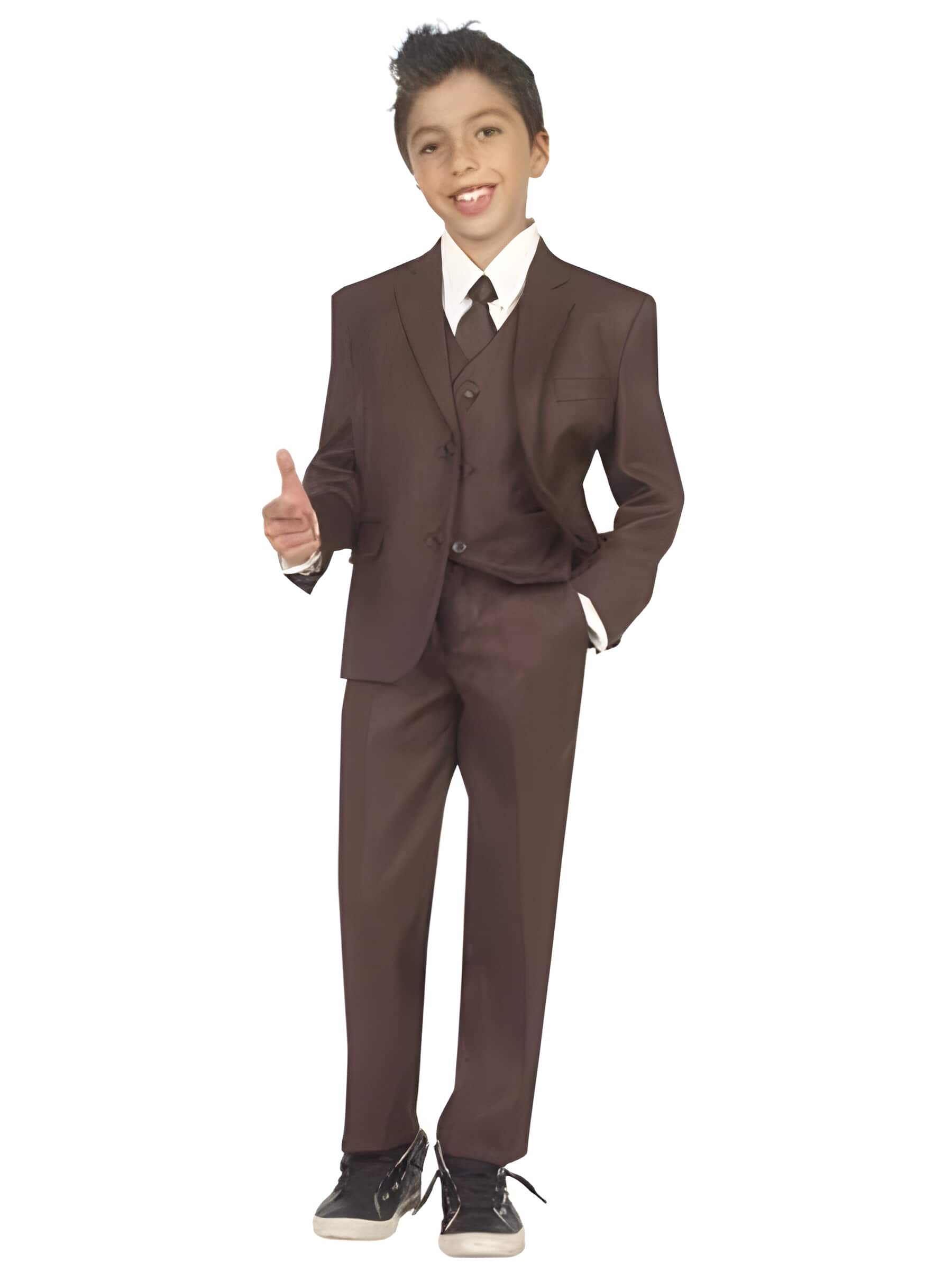 Brown Children Kids Boys Five Piece Toddler Suits