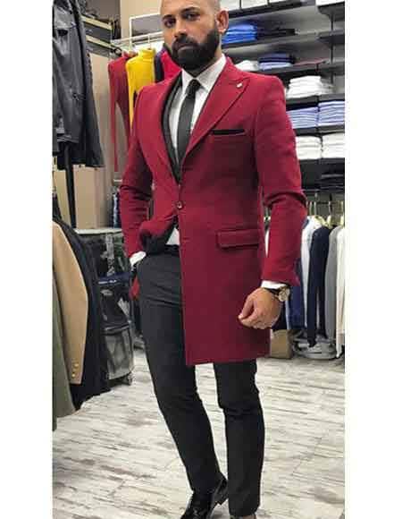 Burgundy Buttons Closure Blazer