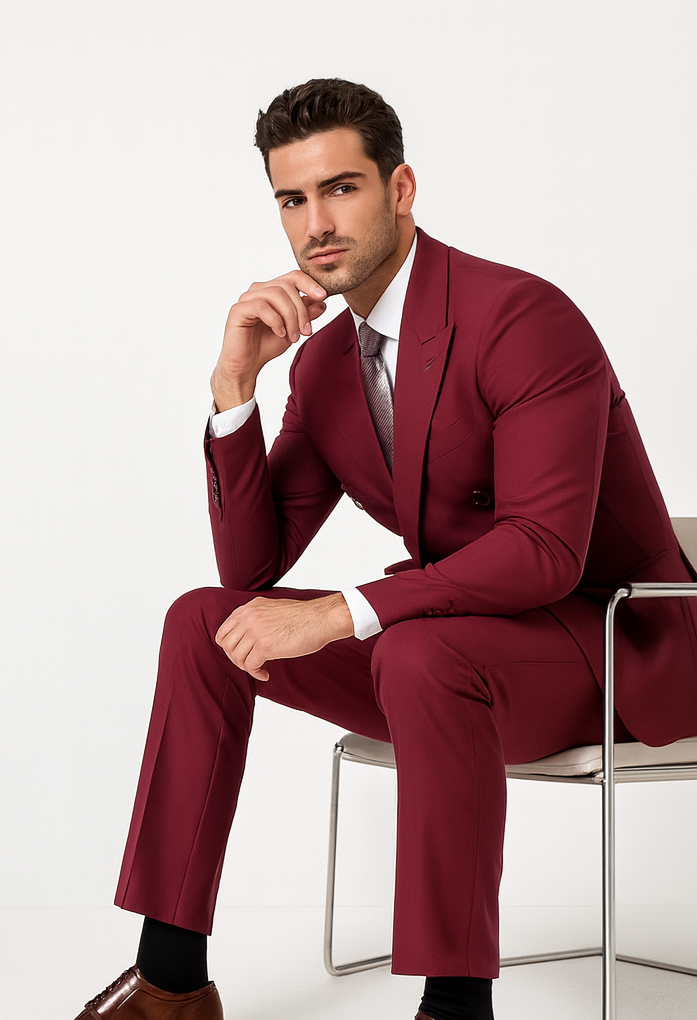 Burgundy ~ Maroon Suit ~ Wine Color Double Breasted Suits