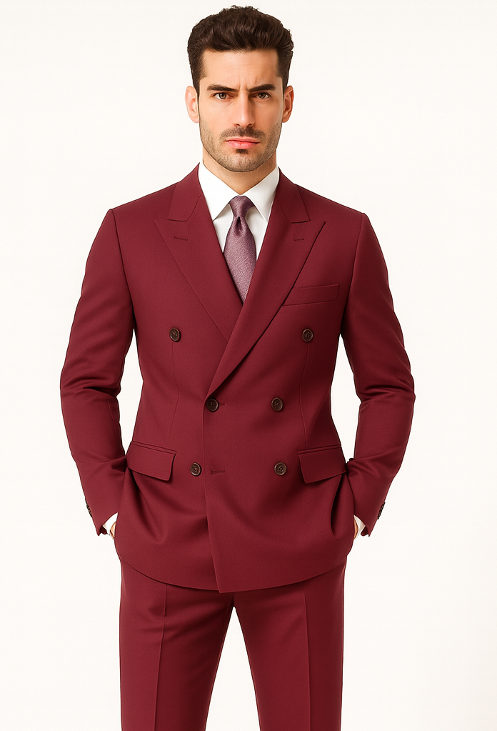 Burgundy ~ Maroon Suit ~ Wine Color Double Breasted Suits