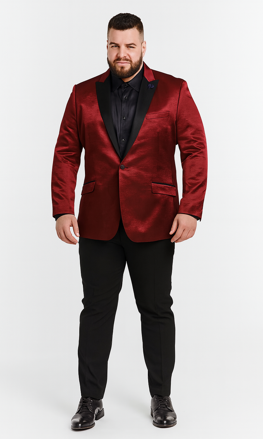 Burgundy Shiny Slim Fit Tuxedo Jacket with Peak Lapel β Wedding & Prom