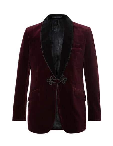 Burgundy Slim Fit Two-Tone Cotton Velvet Tuxedo jacket ~ Burgundy Tuxedo