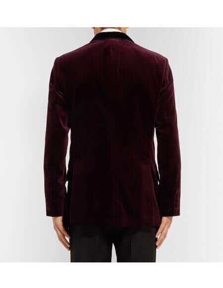 Burgundy Slim Fit Two-Tone Cotton Velvet Tuxedo jacket ~ Burgundy Tuxedo