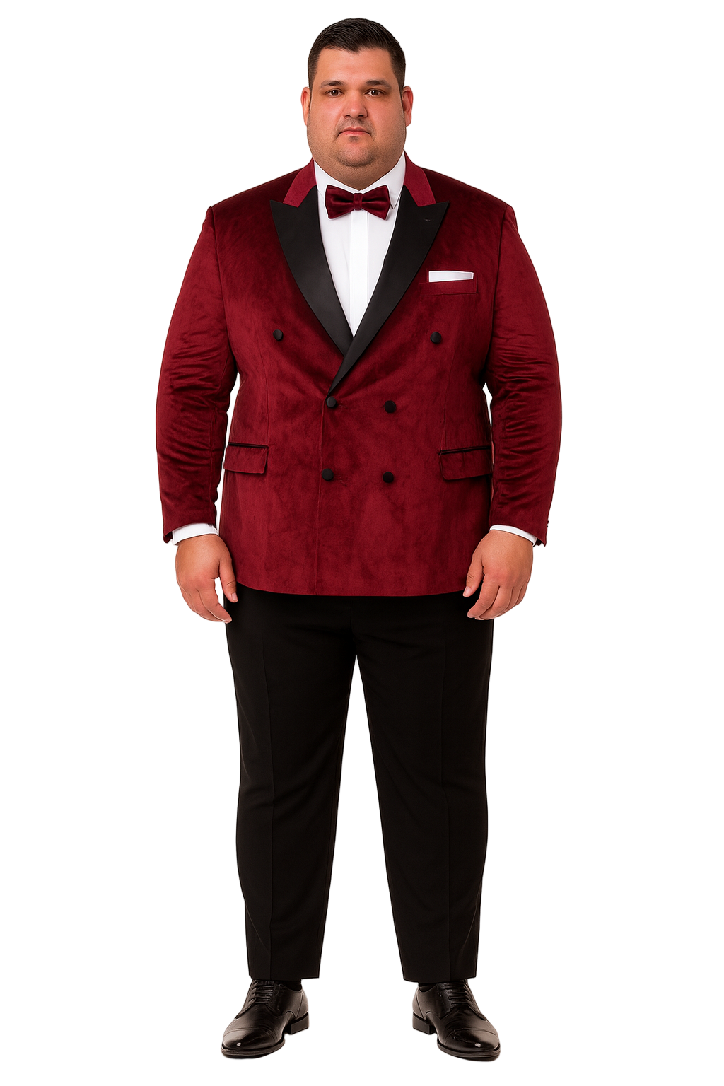 SKU#JA58269 Mens Burgundy Velvet Tuxedo - Velvet Suits Double Breasted Tuxedo Suits - Slim Fit