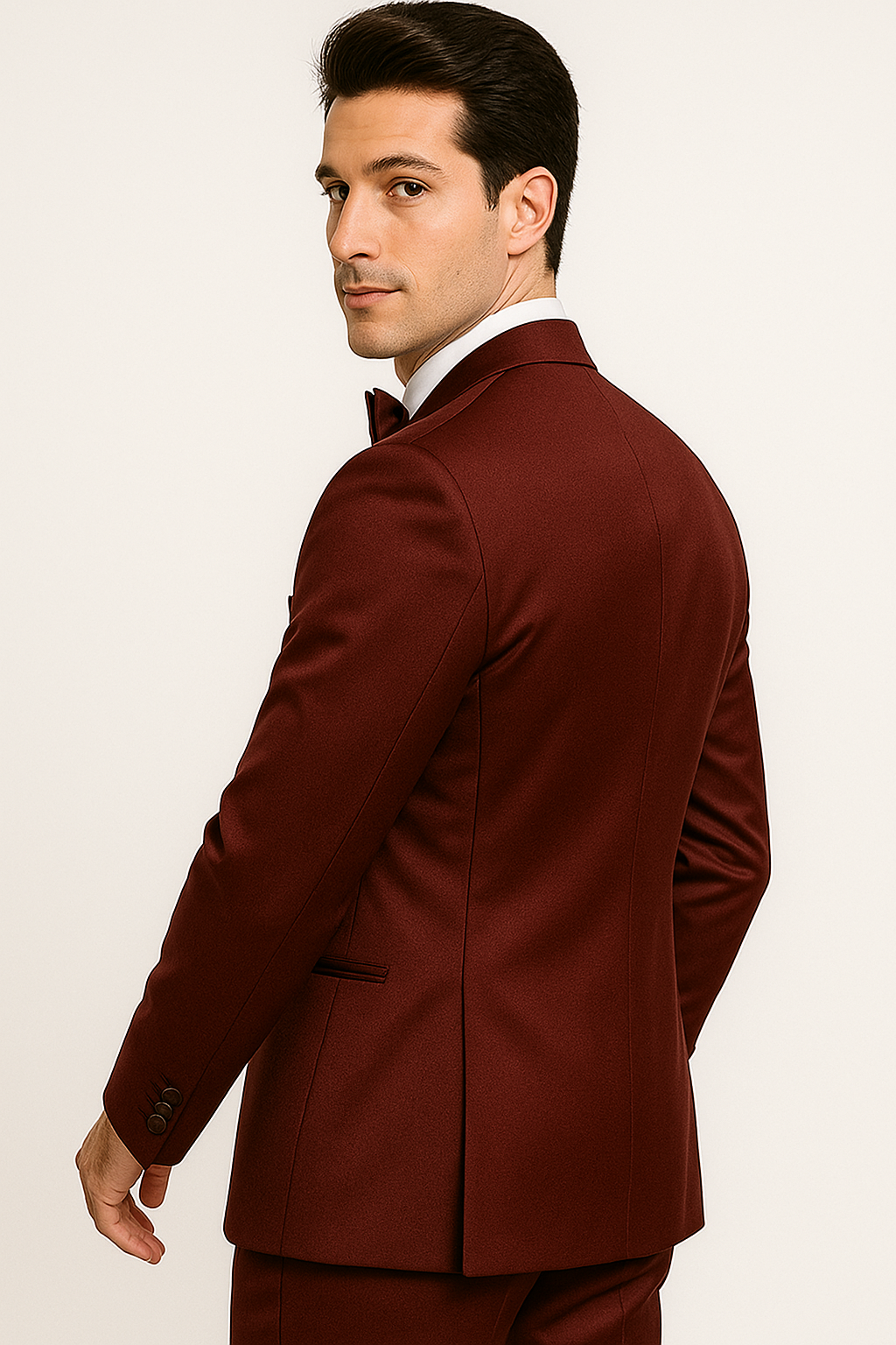 Elite Burgundy Satin Suit for Formal Events