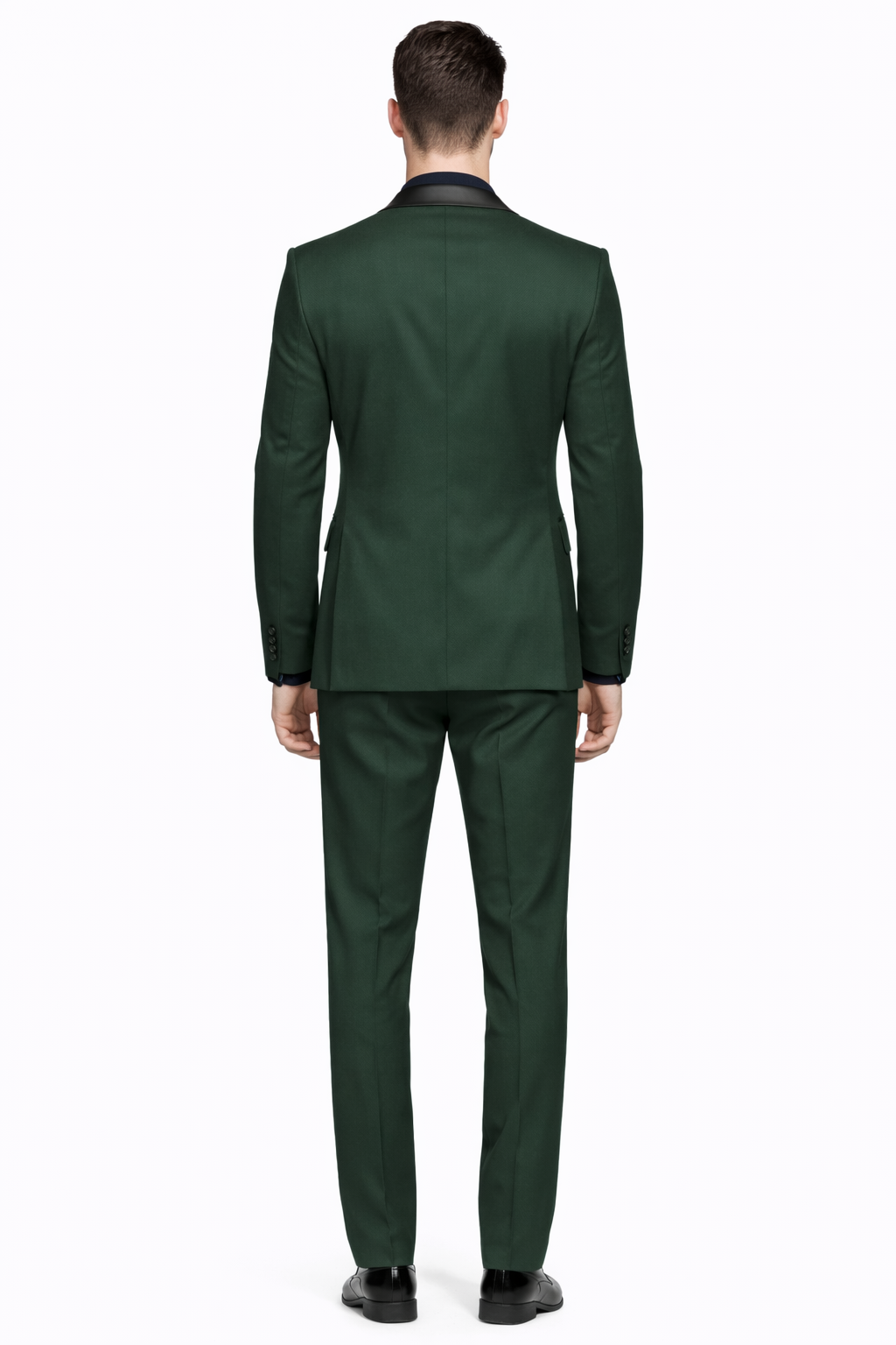 1 Button Dark Green Shawl Black Lapel Blazer Suit Jacket