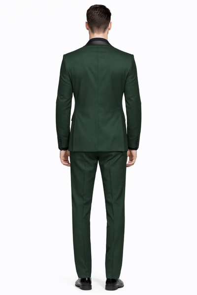 1 Button Dark Green Shawl Black Lapel Blazer Suit Jacket