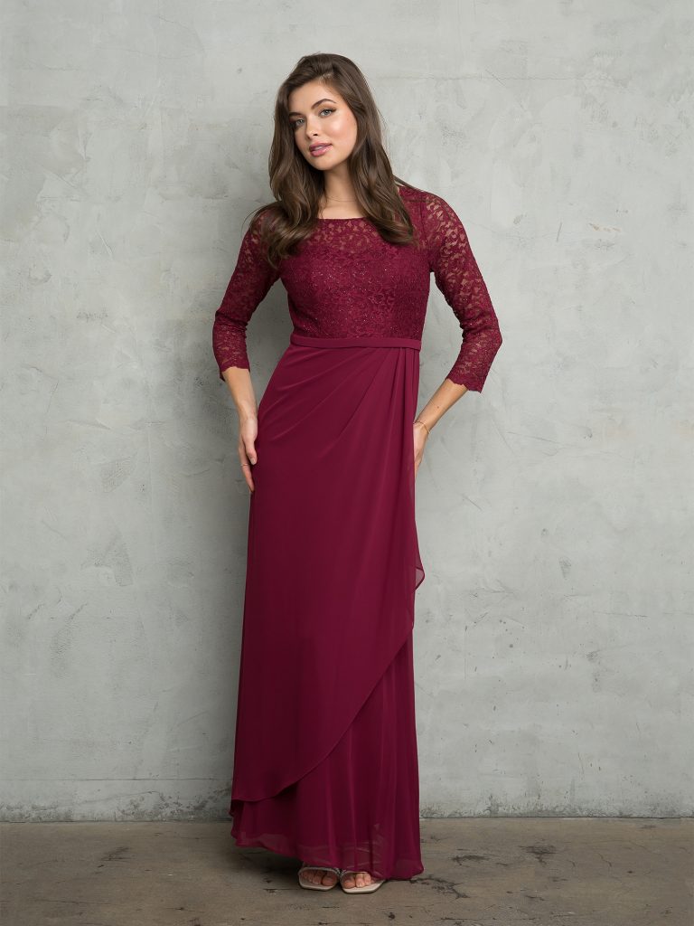 Eva Fashion 3446 3/4 Sleeve Mother of the Bride Dress Lace Ankle Length Formal Gown