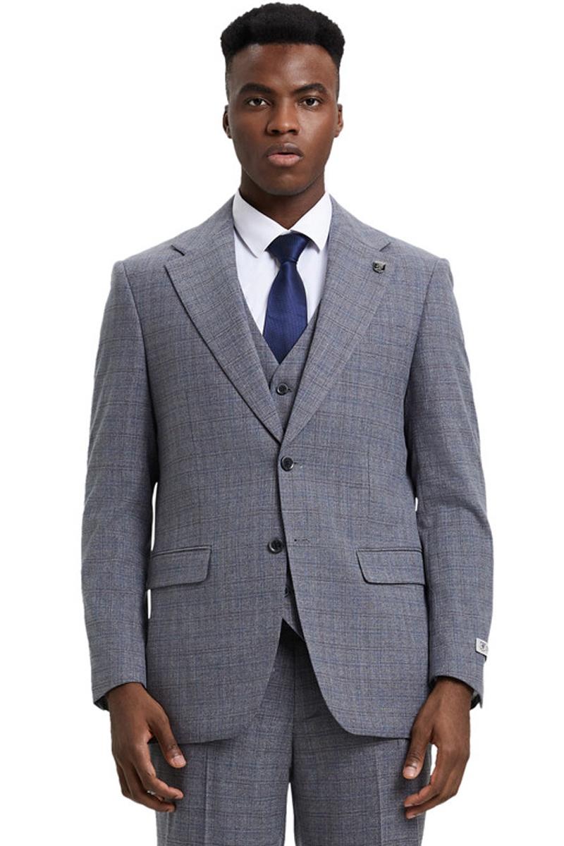 Stacy Adams Modern Fit Light Grey Vested Suit