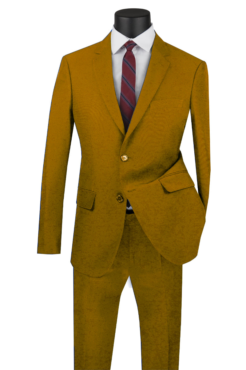 Classic 2 Button Khaki Poplin Suit for Men