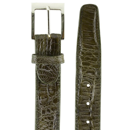 Belvedere Olive Caiman Crocodile Dress Belt