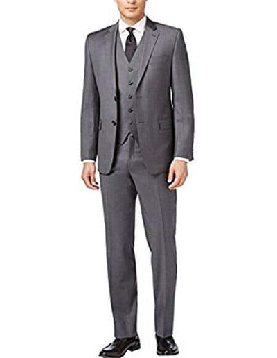 Medium Gray Wedding / Prom Slim Skinny European Fit Vested 3 Piece Suits Side Vented - Groomsmen Suits