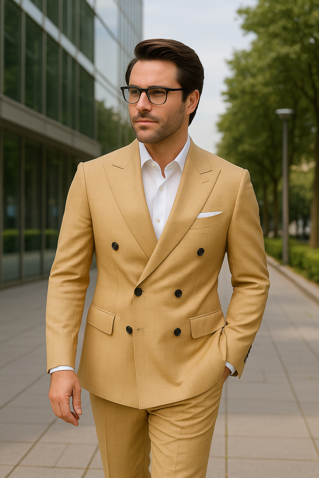 Italian Wool Double Breasted Business Suit