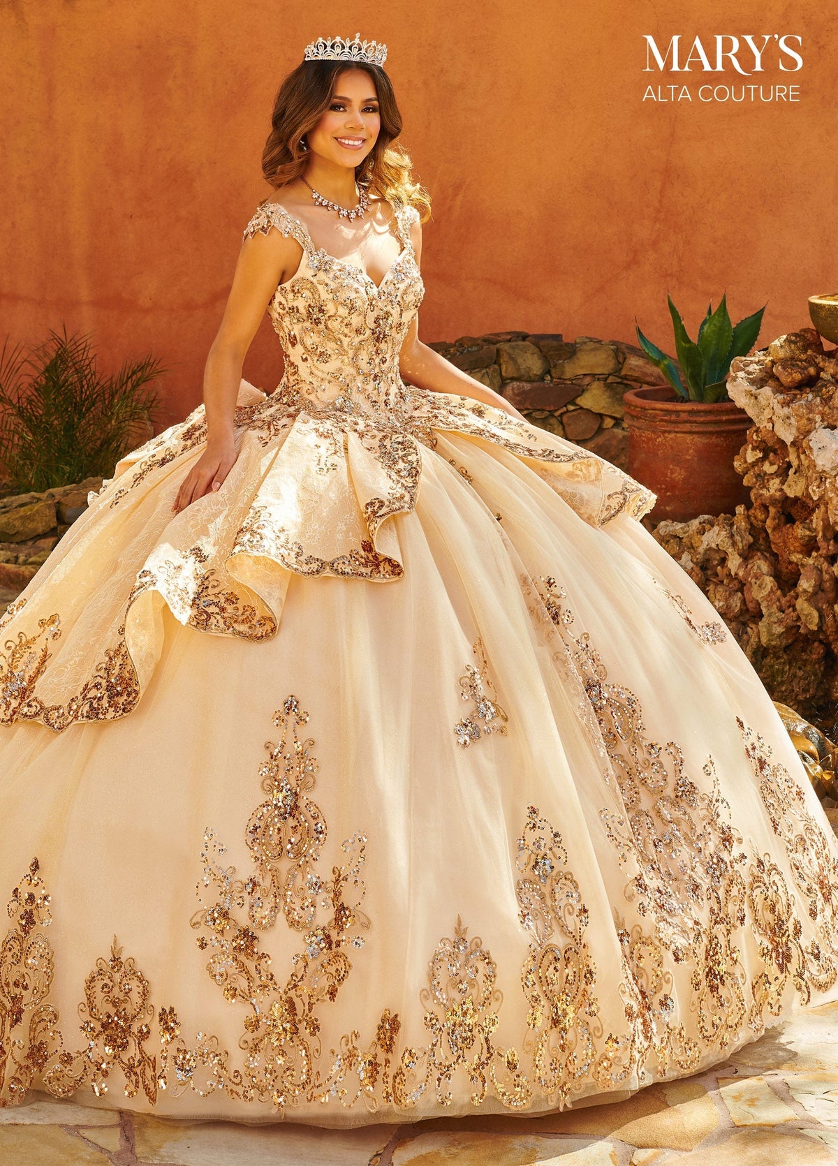 Alta Couture MQ3093 Cap Sleeves Quinceanera Dress