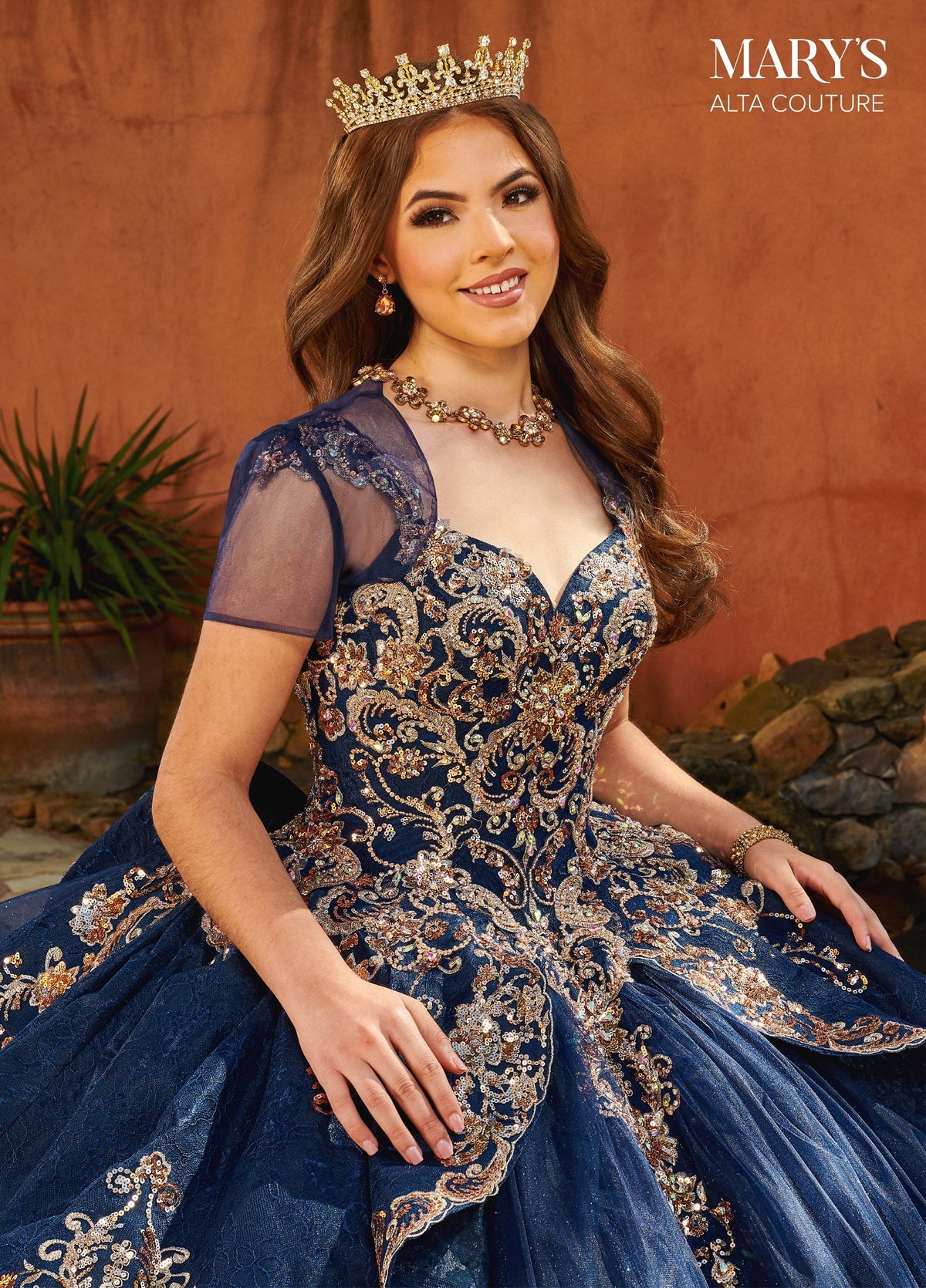 Alta Couture MQ3093 Cap Sleeves Quinceanera Dress