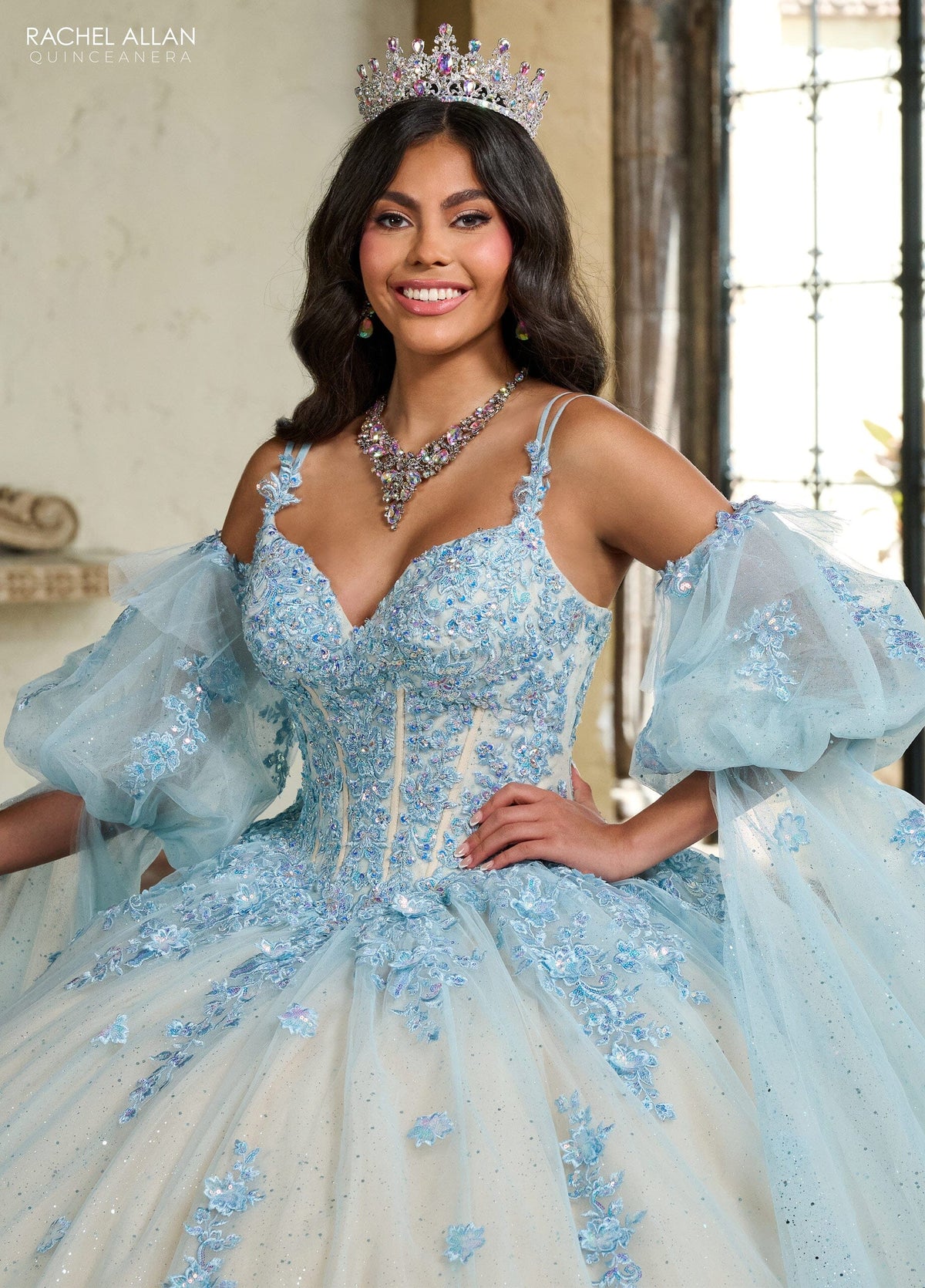 Rachel Allan RQ1133 Cape Sleeve Quinceanera Dress