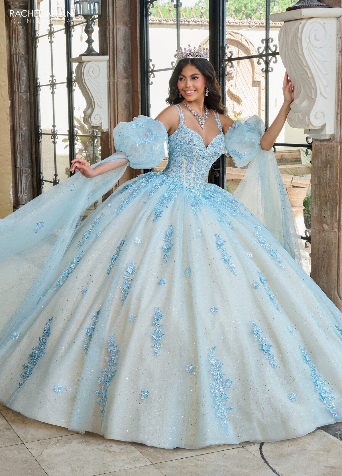 Rachel Allan RQ1133 Cape Sleeve Quinceanera Dress
