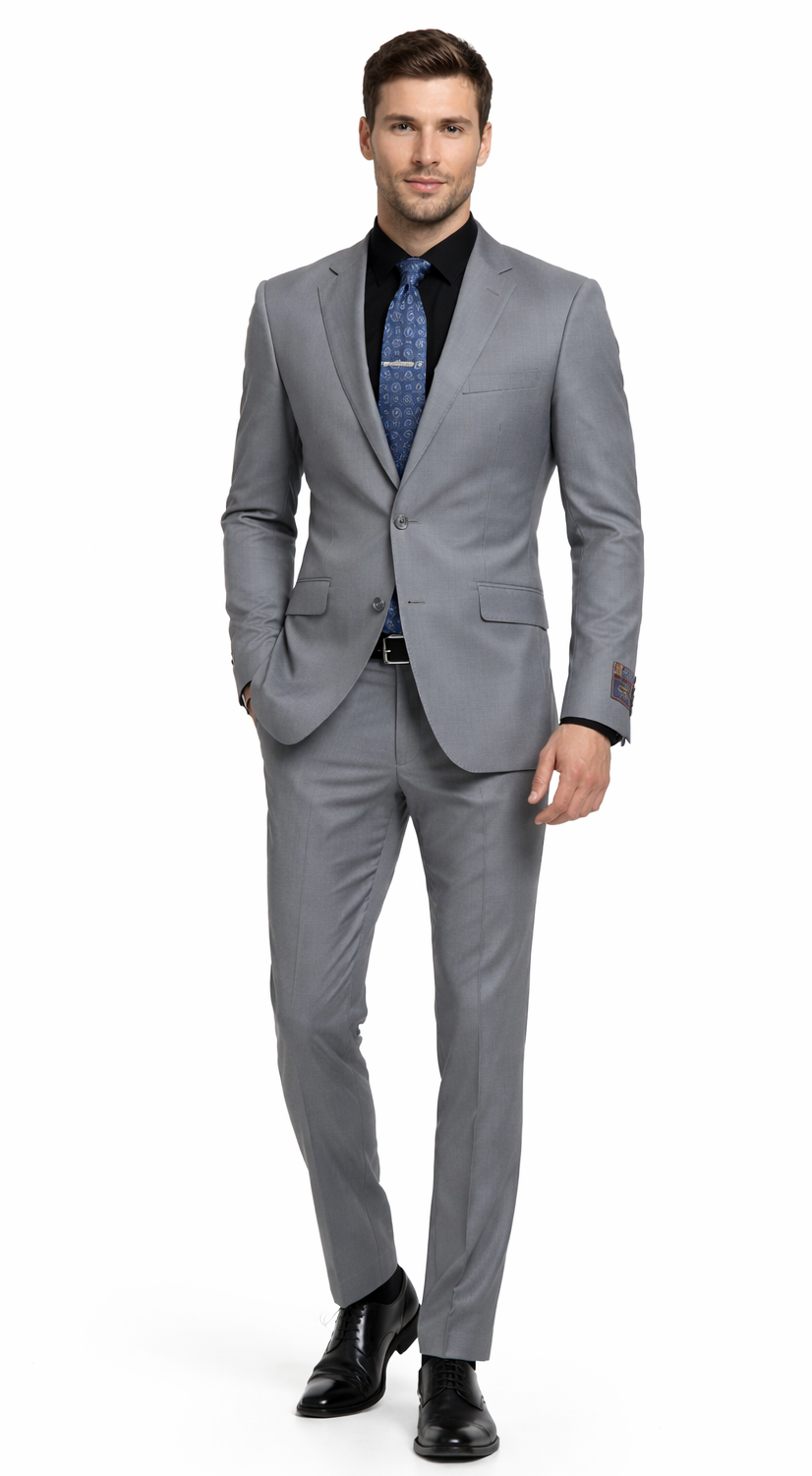 Carlo Lusso Medium Gray Two-button Poly Blend Suit